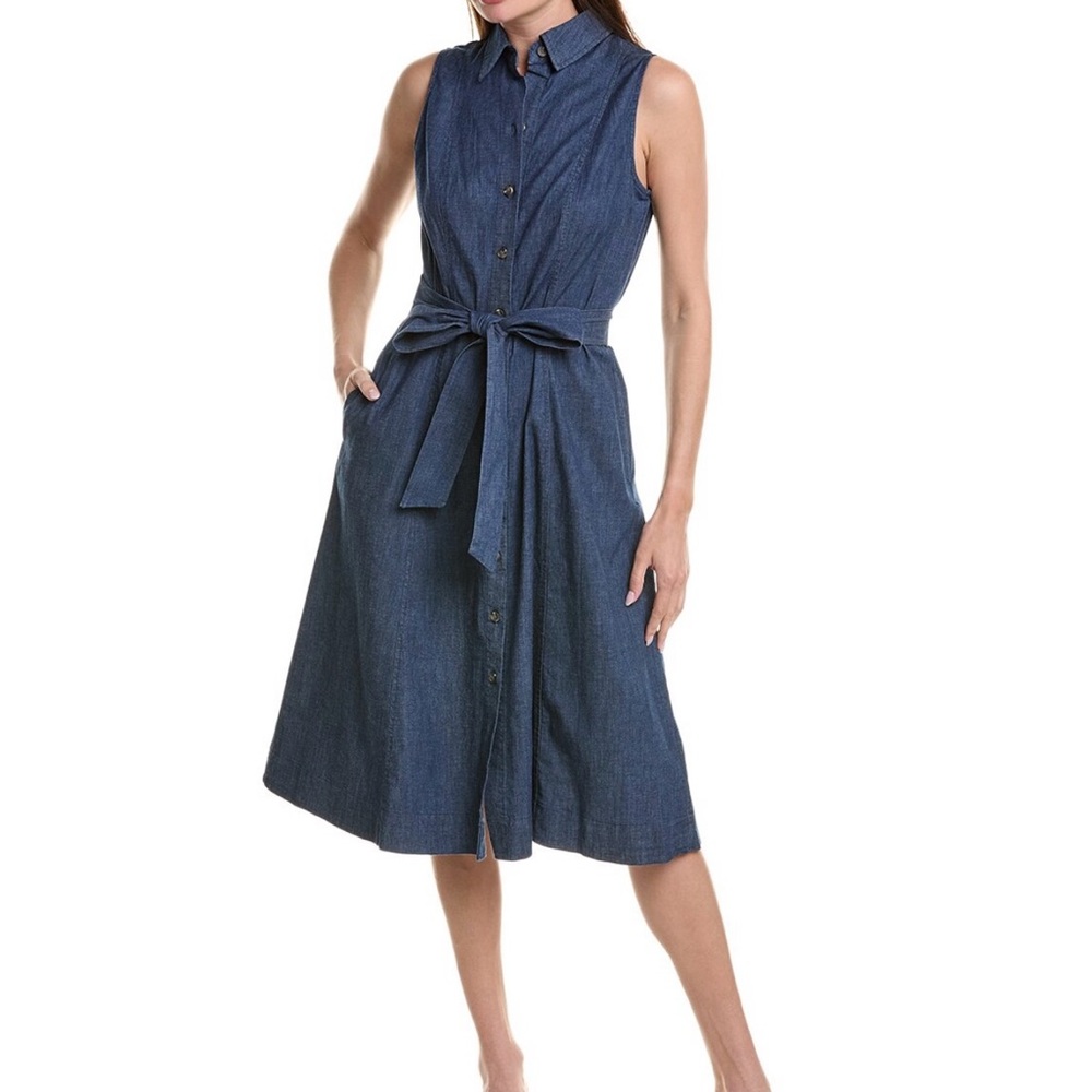 Anne Klein Indigo Button-Up a line dress